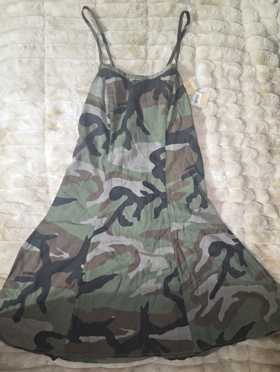 Dresses & Skirts - Camo Print Slip Dress - Green Camouflage